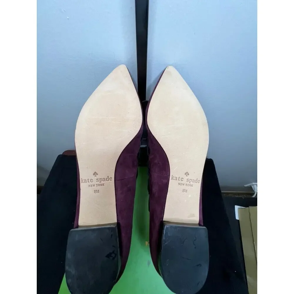 Kate Spade Elen Fox Glen Pom Ballet Flats Navy Multi Size 8 New in Box